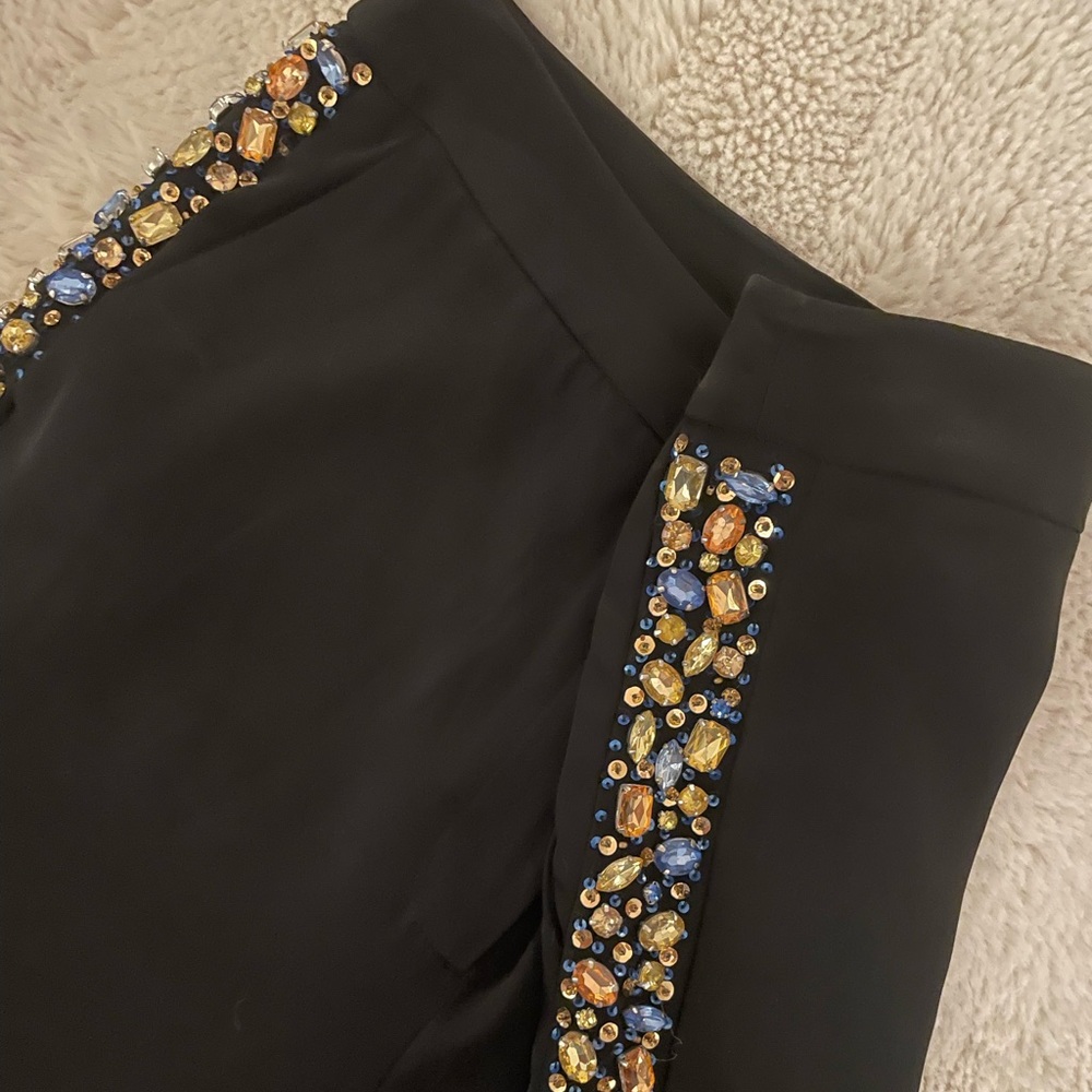 Black Pants with Stripes on Blue & Yellow Jewels